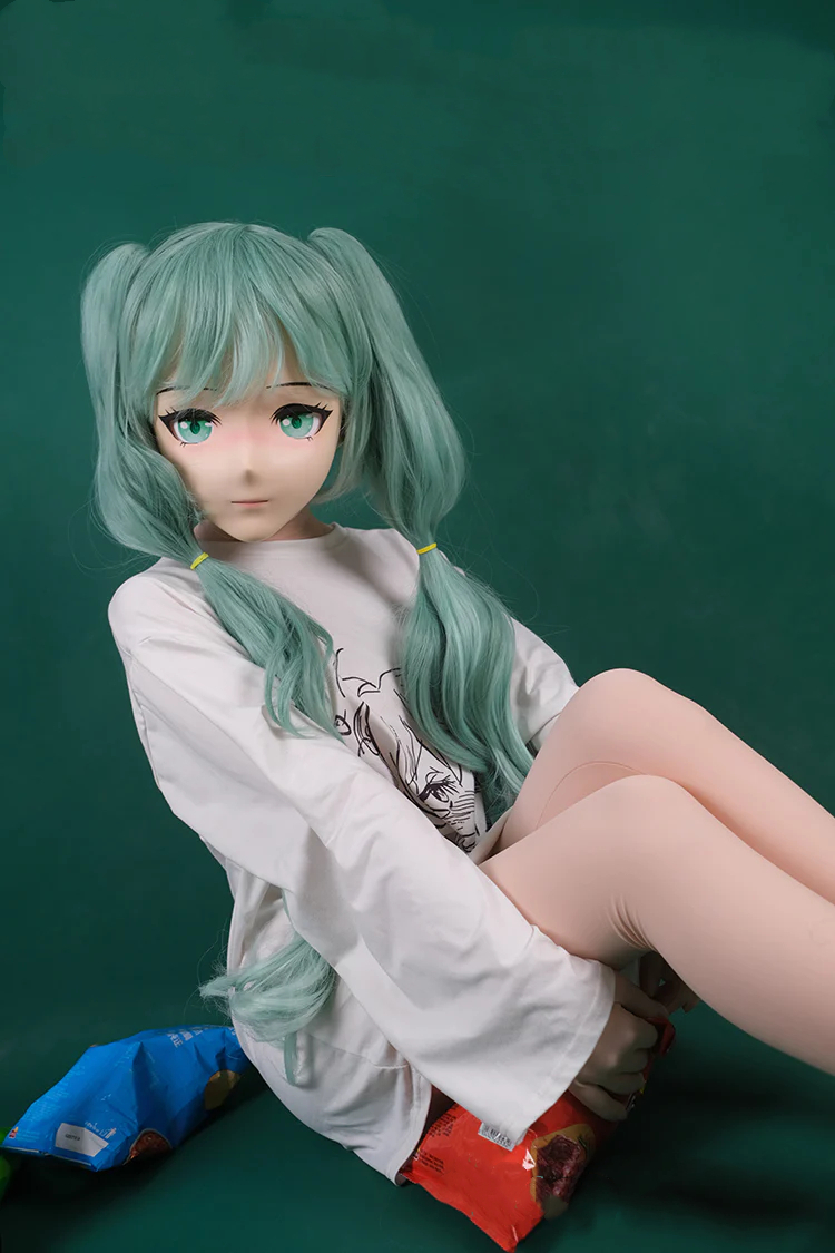 超可愛い顔!!　Type G Mint 　着ぐるみマスク＆緑色ツインテールウィッグセット　Rubberback　サイズオーダーメイド　正規品保証　大人気Kigurumi Mask　河妖工房製品　全国送料無料-7