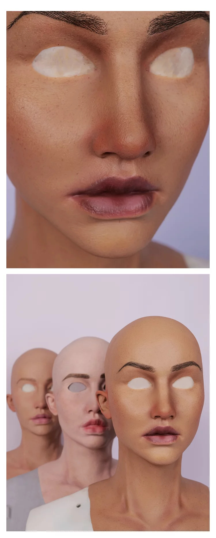 新品登場“Molly”茉莉　欧米美人　高品質シリコンフィメールマスク　超リアル　素顔／メイク付き　眉毛植毛　首無し／あり　正規品保証　CDCOSER通販　全国送料無料-12