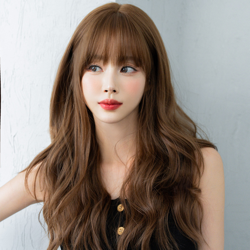 高品質　フルウィッグ　ロング　カーリーヘアー　長さ58cm　人工頭皮　通気性が抜群　違和感がないウィッグ　レディース　ヘアネット付き　自然　普段使い　女装体験用かつら-1