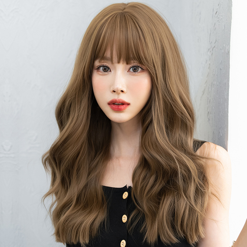 高品質　レディース　フルウィッグ　ロング　カーリーヘアー　長さ55cm　天然パーマ　人工頭皮　通気性が抜群　ヘアネット付き　小顔　普段使い　女装体験用かつら-2