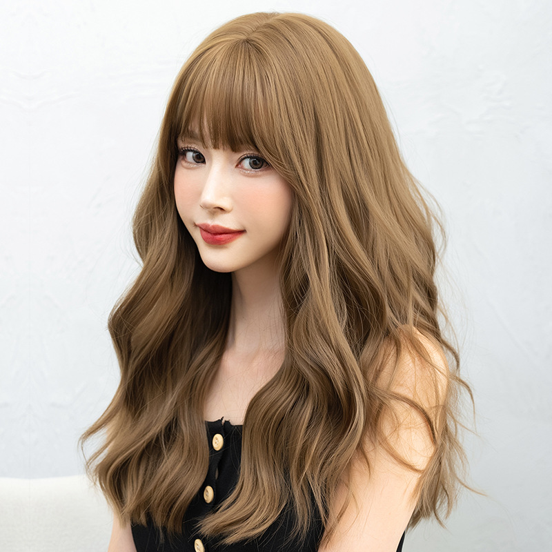 高品質　レディース　フルウィッグ　ロング　カーリーヘアー　長さ55cm　天然パーマ　人工頭皮　通気性が抜群　ヘアネット付き　小顔　普段使い　女装体験用かつら-4