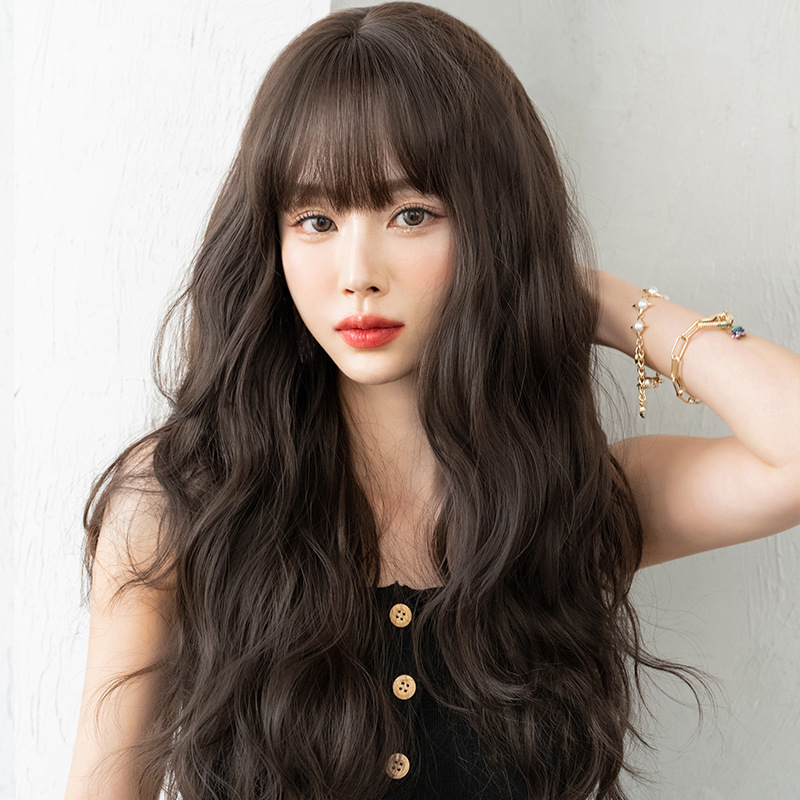 高品質　 黒髪　レディース　フルウィッグ　ロング　カールヘアー　長さ62cm　人工頭皮　通気性が抜群　ヘアネット付き　小顔　普段使い　女装体験用かつら　お勧め-3