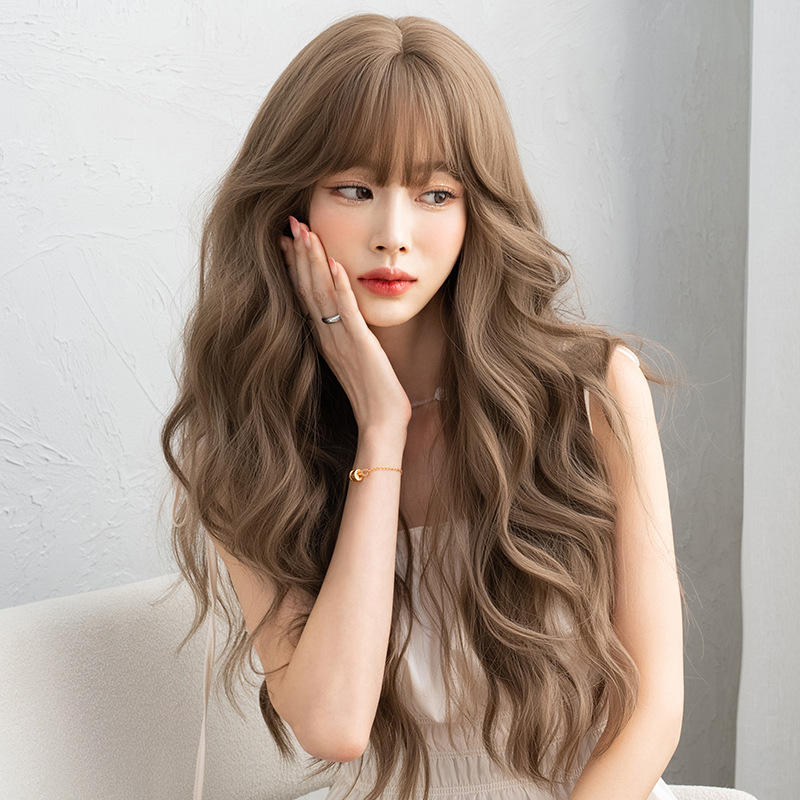 高品質　茶髪　フルウィッグ　スーパーロング　カール　長さ68cm　人工頭皮　通気性が抜群　ヘアネット付き　レディース　小顔　普段使い　男の娘　女装体験用かつら　お勧め-2