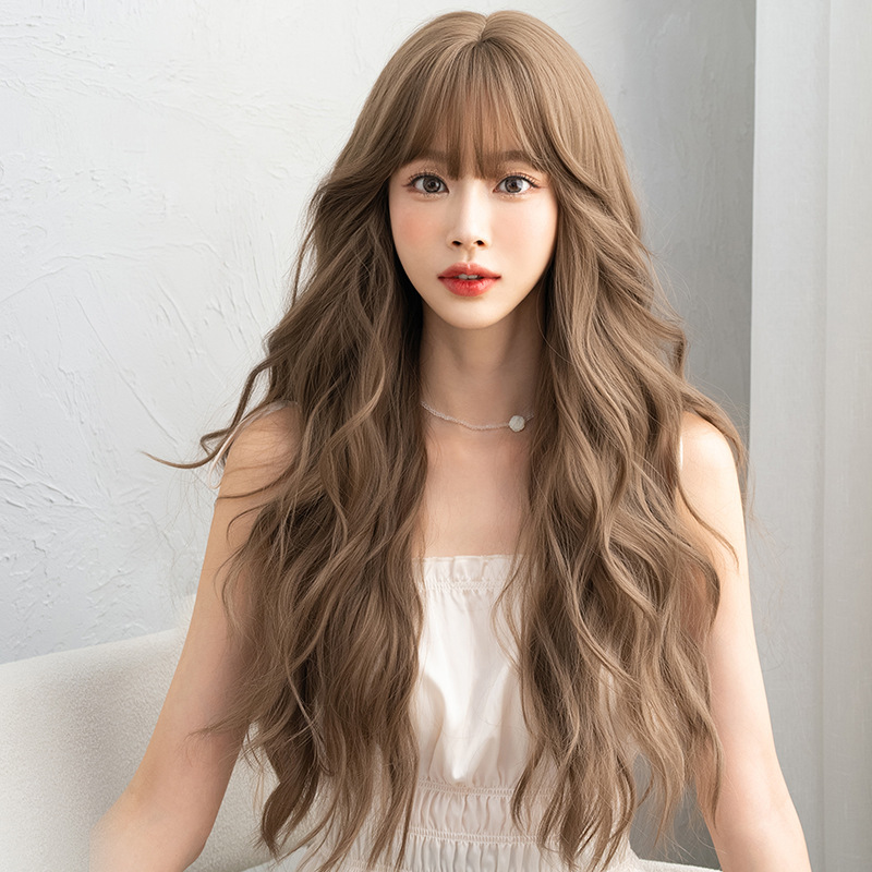 高品質　茶髪　フルウィッグ　スーパーロング　カール　長さ68cm　人工頭皮　通気性が抜群　ヘアネット付き　レディース　小顔　普段使い　男の娘　女装体験用かつら　お勧め-3