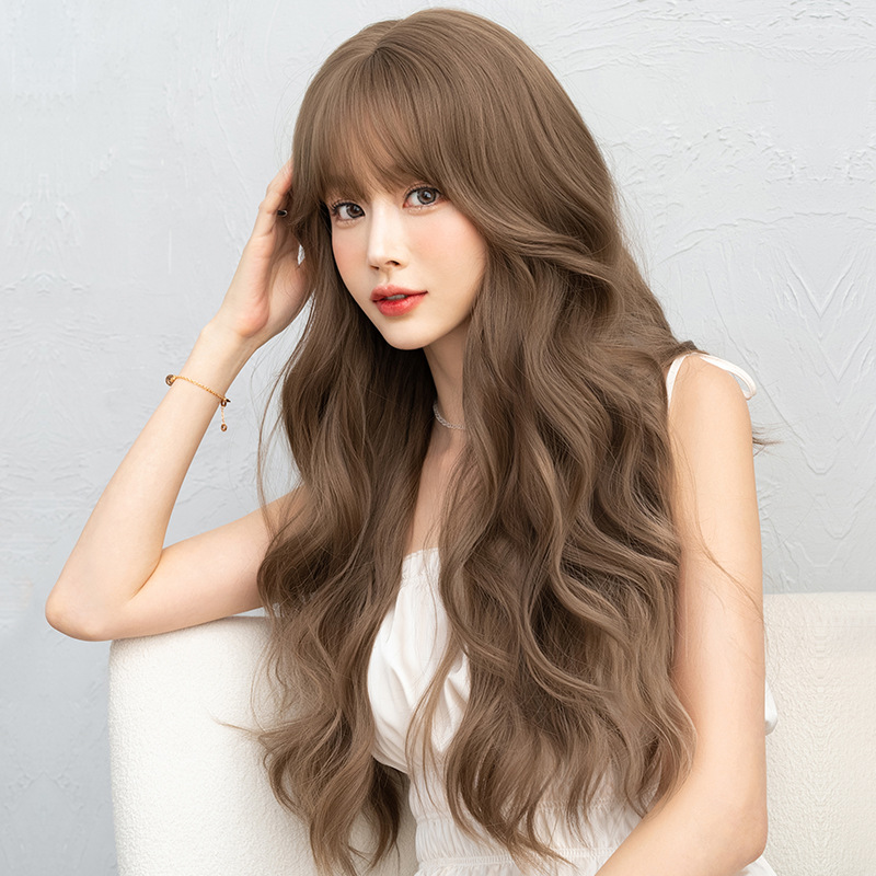 高品質　茶髪　フルウィッグ　スーパーロング　カール　長さ68cm　人工頭皮　通気性が抜群　ヘアネット付き　レディース　小顔　普段使い　男の娘　女装体験用かつら　お勧め-4