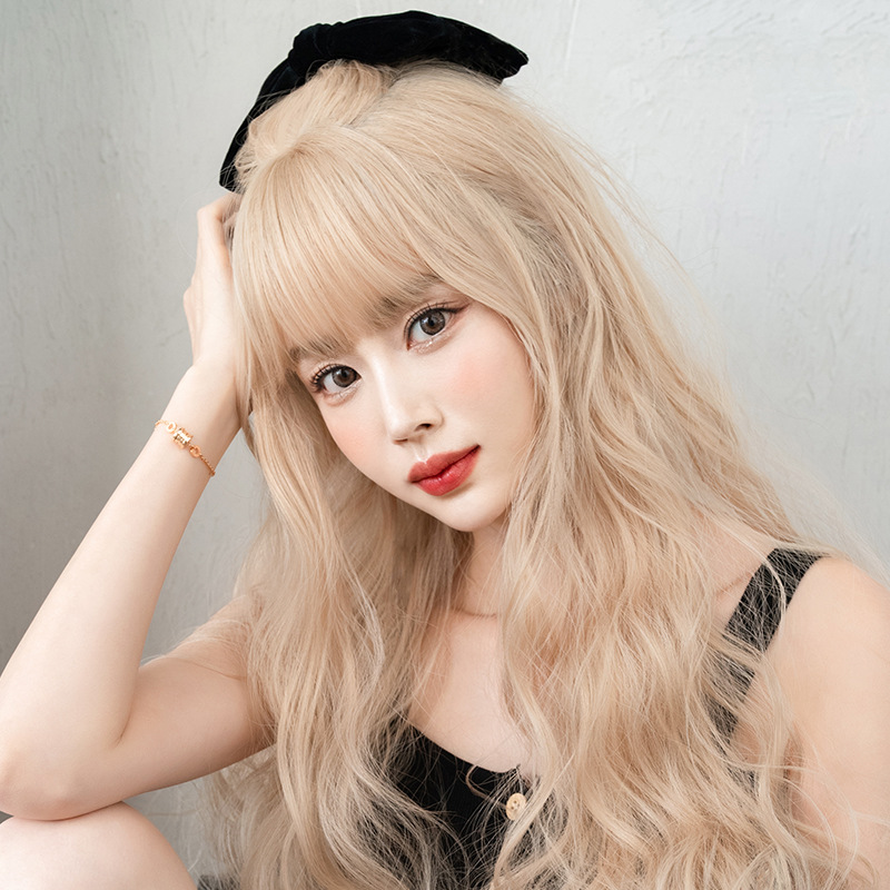高品質　金髪　レディース　フルウィッグ　ロング　カール　長さ60cm　人工頭皮　通気性が抜群　ヘアネット付き　自然　普段使い　男の娘　女装体験用ウイッグ　お勧め-2
