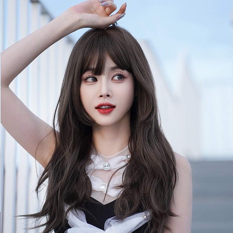大人気　少女感　茶髪　レディース　フルウィッグ　ロング　カール　長さ60cm　人工頭皮　通気性が抜群　ヘアネット付き　自然　普段使い　男の娘　女装体験用ウイッグ　お勧め-1