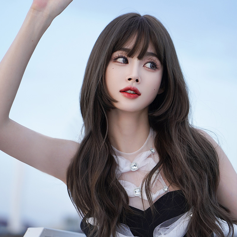 大人気　少女感　茶髪　レディース　フルウィッグ　ロング　カール　長さ60cm　人工頭皮　通気性が抜群　ヘアネット付き　自然　普段使い　男の娘　女装体験用ウイッグ　お勧め-3