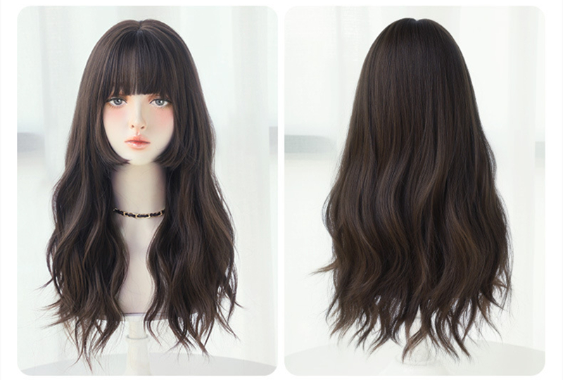 大人気　少女感　茶髪　レディース　フルウィッグ　ロング　カール　長さ60cm　人工頭皮　通気性が抜群　ヘアネット付き　自然　普段使い　男の娘　女装体験用ウイッグ　お勧め-4