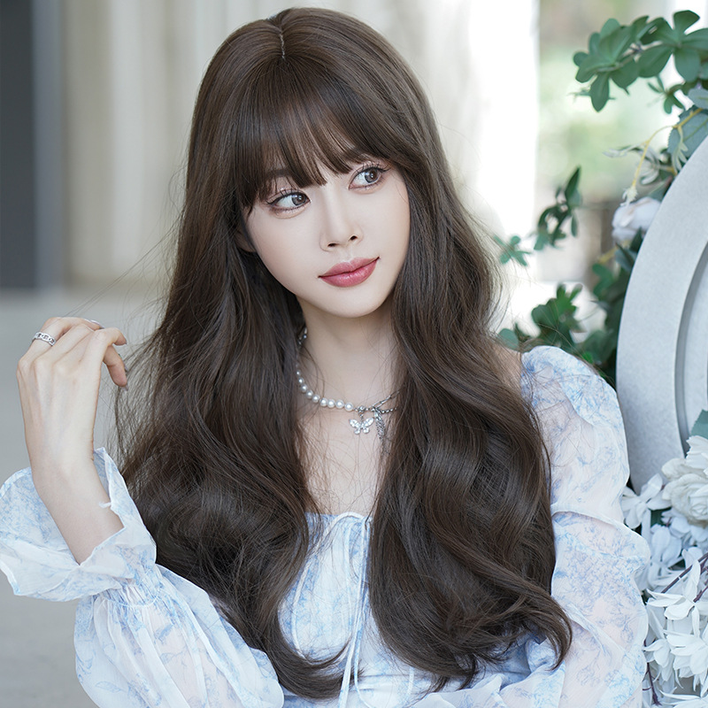 大人気　茶髪　少女感　レディース　フルウィッグ　ロング　カール　長さ63cm　人工頭皮　通気性が抜群　ヘアネット付き　自然　普段使い　男の娘　女装体験用ウイッグ　お勧め-1