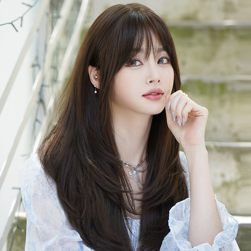 茶髪　レディース　フルウィッグ　ロング　ストレートヘア　長さ59cm　人工頭皮　通気性が抜群　ヘアネット付き　自然　普段使い　男の娘　女装体験用ウイッグ　お勧め-2