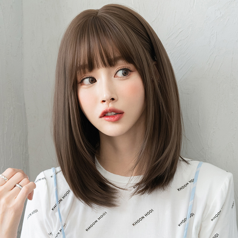 可愛いフルウィッグ　コーヒー色　レディース　セミロング　長さ40cm　人工頭皮　通気性が抜群　ヘアネット付き　自然　普段使い　男の娘　女装体験用ウイッグ　お勧め-3