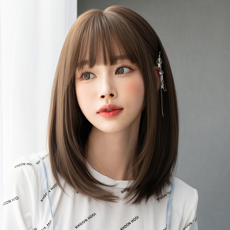 可愛いフルウィッグ　コーヒー色　レディース　セミロング　長さ40cm　人工頭皮　通気性が抜群　ヘアネット付き　自然　普段使い　男の娘　女装体験用ウイッグ　お勧め-4