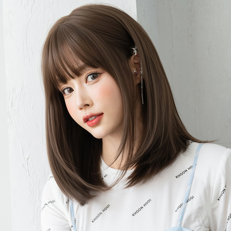 可愛いフルウィッグ　コーヒー色　レディース　セミロング　長さ40cm　人工頭皮　通気性が抜群　ヘアネット付き　自然　普段使い　男の娘　女装体験用ウイッグ　お勧め-5