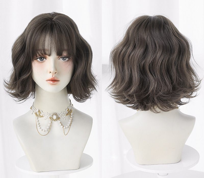 茶髪　フルウィッグ　レディース　可愛い　少女感　カール　ショートカット　長さ32cm　人工頭皮　通気性が抜群　ヘアネット付き　自然　普段使い　男の娘　女装体験用ウイッグ　お勧め-5