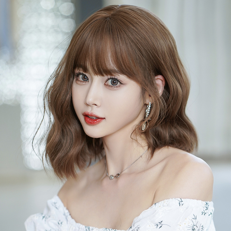 茶髪　フルウィッグ　レディース　ミディアム 　カール 　長さ37cm　人工頭皮　通気性が抜群　ヘアネット付き　かつら　自然　普段使い　男の娘　女装体験用ウイッグ　お勧め-1