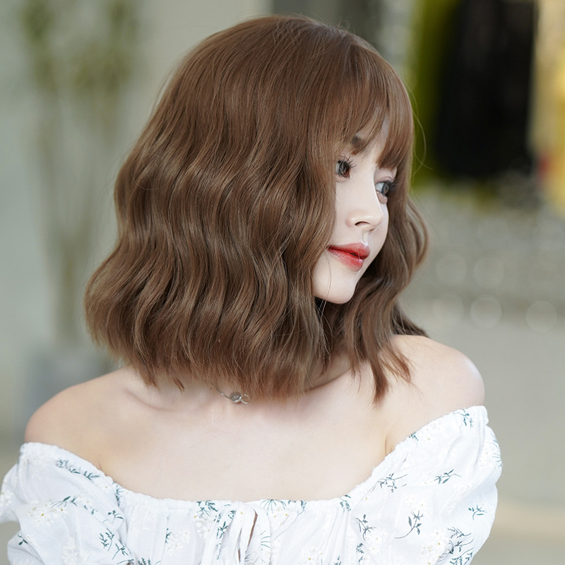 茶髪　フルウィッグ　レディース　ミディアム 　カール 　長さ37cm　人工頭皮　通気性が抜群　ヘアネット付き　かつら　自然　普段使い　男の娘　女装体験用ウイッグ　お勧め-2