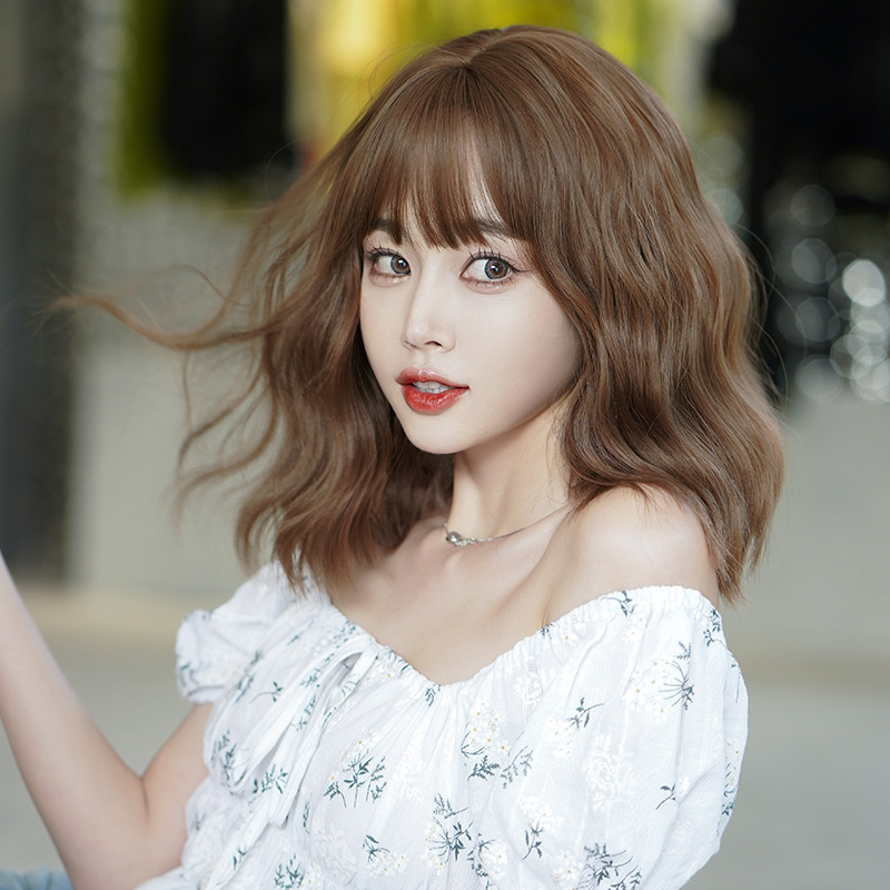茶髪　フルウィッグ　レディース　ミディアム 　カール 　長さ37cm　人工頭皮　通気性が抜群　ヘアネット付き　かつら　自然　普段使い　男の娘　女装体験用ウイッグ　お勧め-4