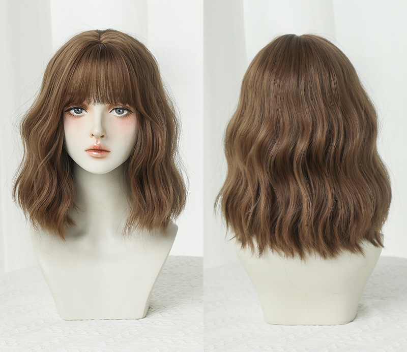 茶髪　フルウィッグ　レディース　ミディアム 　カール 　長さ37cm　人工頭皮　通気性が抜群　ヘアネット付き　かつら　自然　普段使い　男の娘　女装体験用ウイッグ　お勧め-5