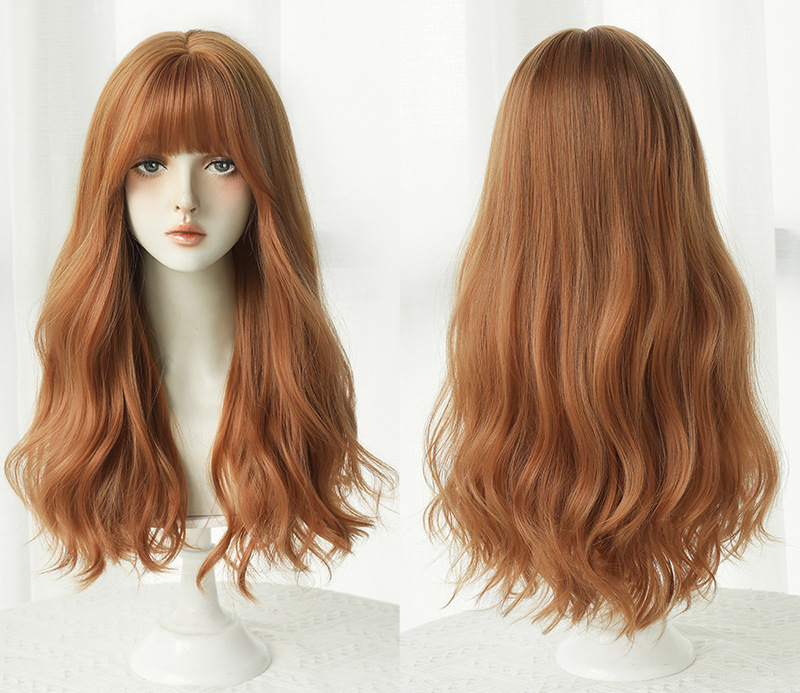 大人気　オレンジ色　フルウィッグ　レディース　カール　ロング　長さ60cm　人工頭皮　通気性が抜群　ヘアネット付き　かつら　自然　普段使い　男の娘　女装体験用ウイッグ　お勧め-5