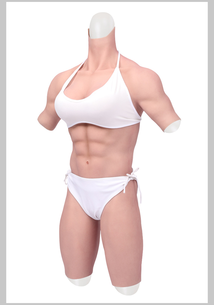 高品質　八代目シリコン女体化筋肉スーツ　マッスルバービー　超リアルな肌のキメ　毛細血管まで再現　女性筋肉ボディービル　綺麗な縦ライン　柔らかいシリコン/高弾性綿充填のDカップ乳房　背中に着脱ファスナー付き　男女兼用　全国送料無料-10