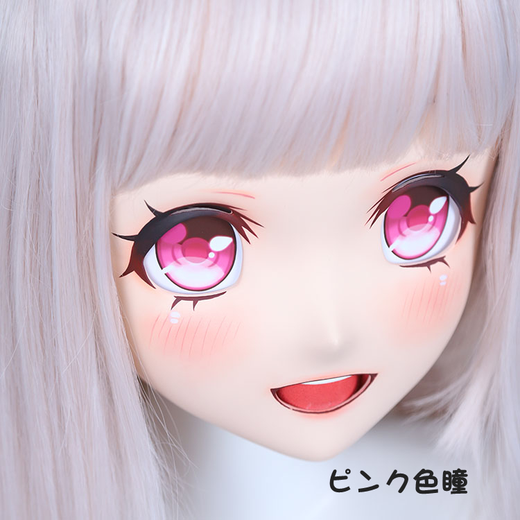 大人気Kigurumi Mask　河妖工房製品　MD02 TT　超可愛い顔　桃ちゃん　3/4Kigurumi Mask　ピンク色/黄色瞳　着ぐるみマスク＆画像と同じ専用ウィッグセット　サイズオーダーメイド　正規品保証　全国送料無料-6