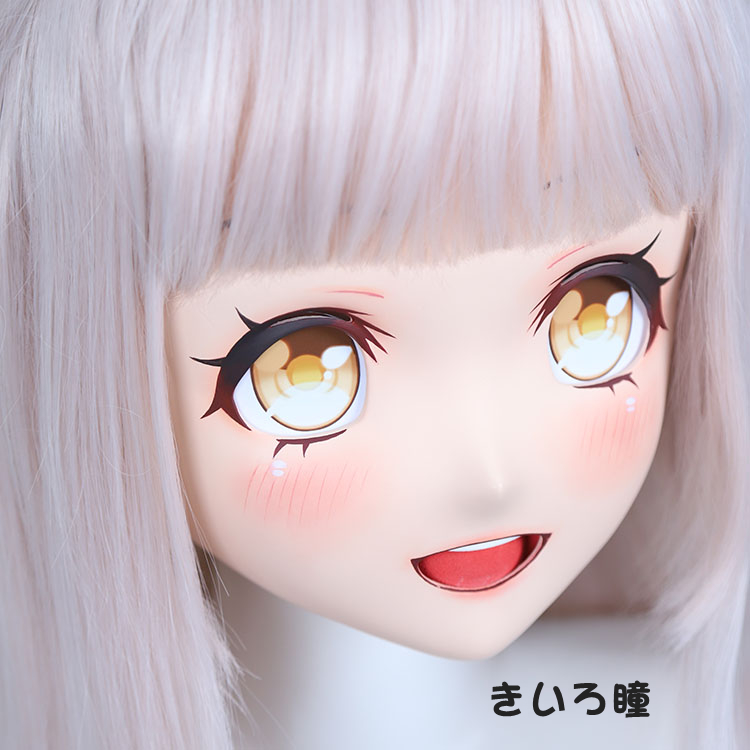 大人気Kigurumi Mask　河妖工房製品　MD02 TT　超可愛い顔　桃ちゃん　3/4Kigurumi Mask　ピンク色/黄色瞳　着ぐるみマスク＆画像と同じ専用ウィッグセット　サイズオーダーメイド　正規品保証　全国送料無料7