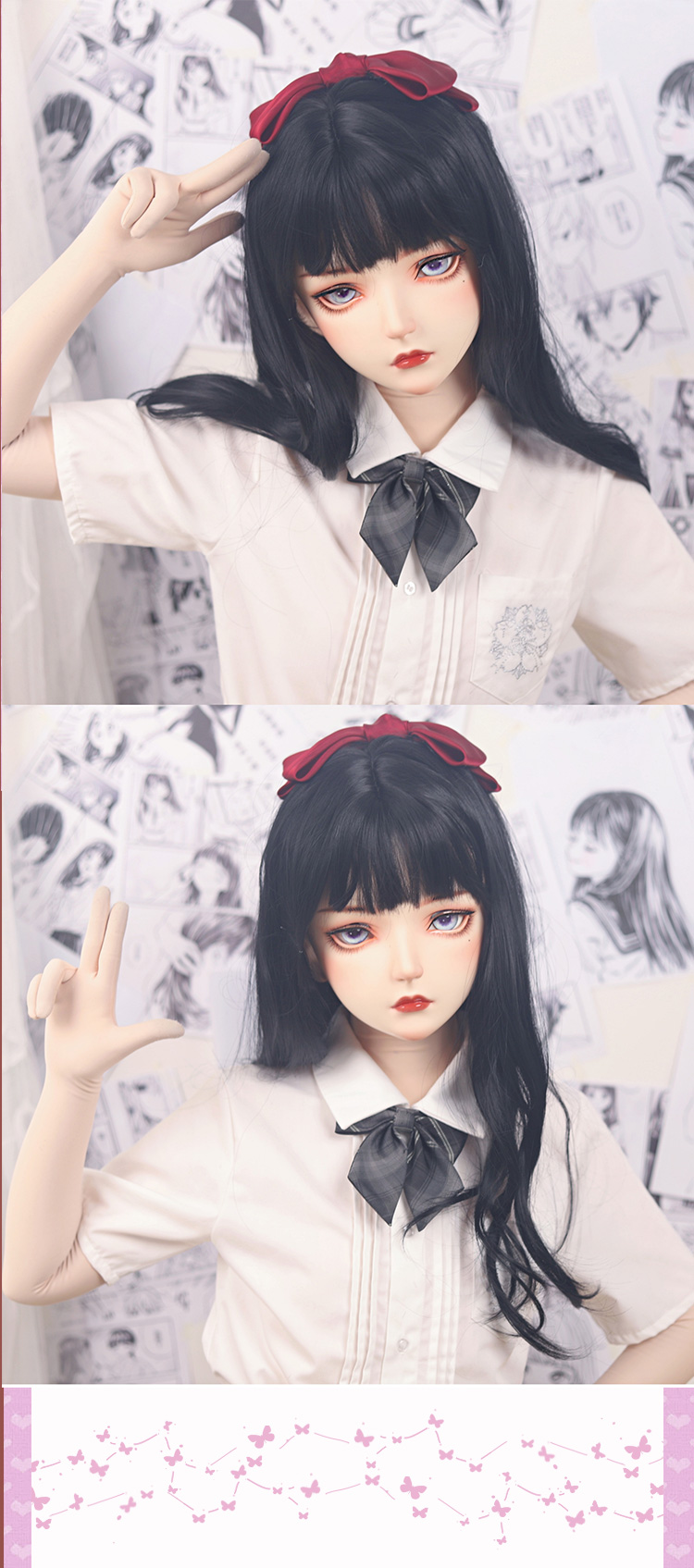 高品質　可愛いフィメールドールマスク　黒曜　二次元美少女　樹脂製　メイク付き　ハーフマスク　Female kigurumi Mask　正規品保証　CDCOSER通販　全国送料無料-9