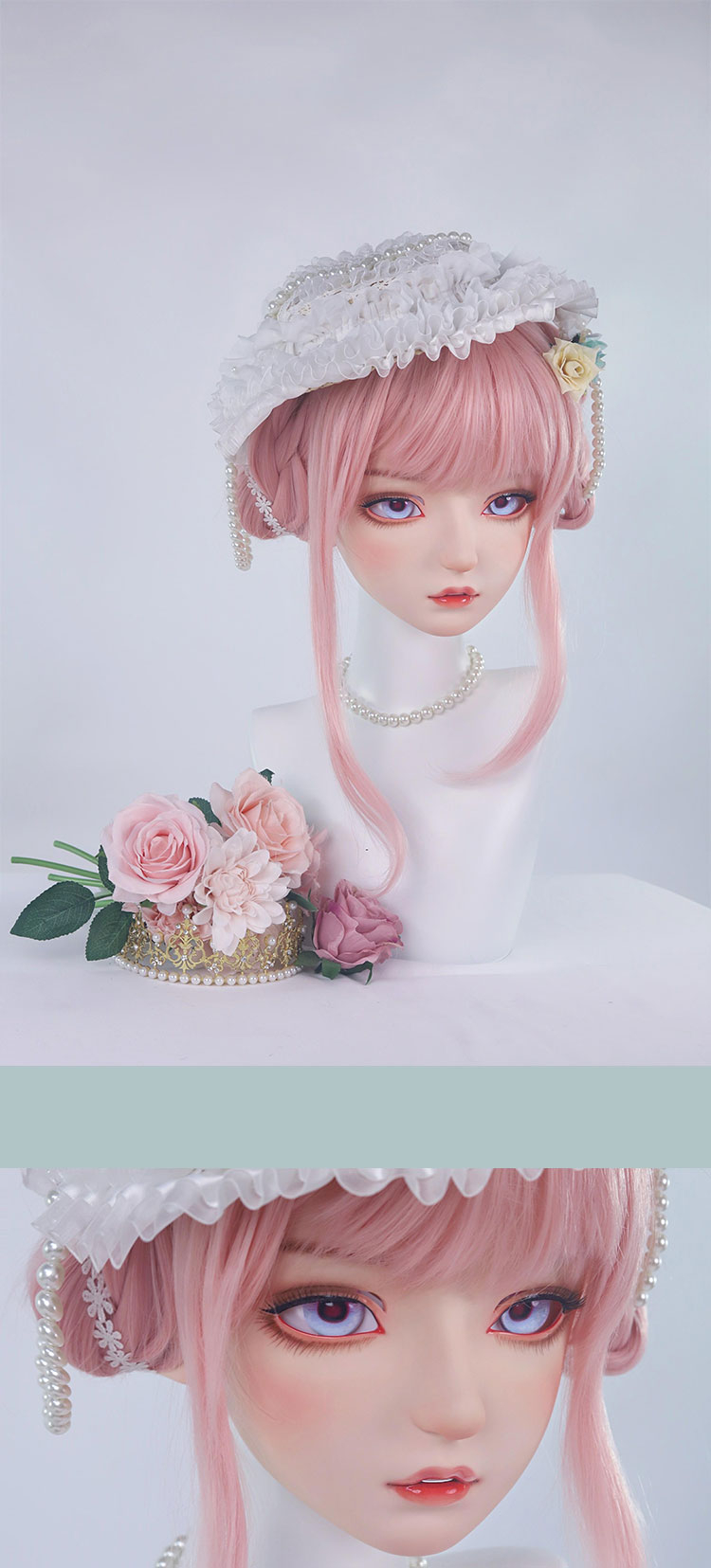 高品質　可愛いフィメールドールマスク　白童　二次元美少女　樹脂製　メイク付き　ハーフマスク　Female kigurumi Mask　正規品保証　CDCOSER通販　全国送料無料-5