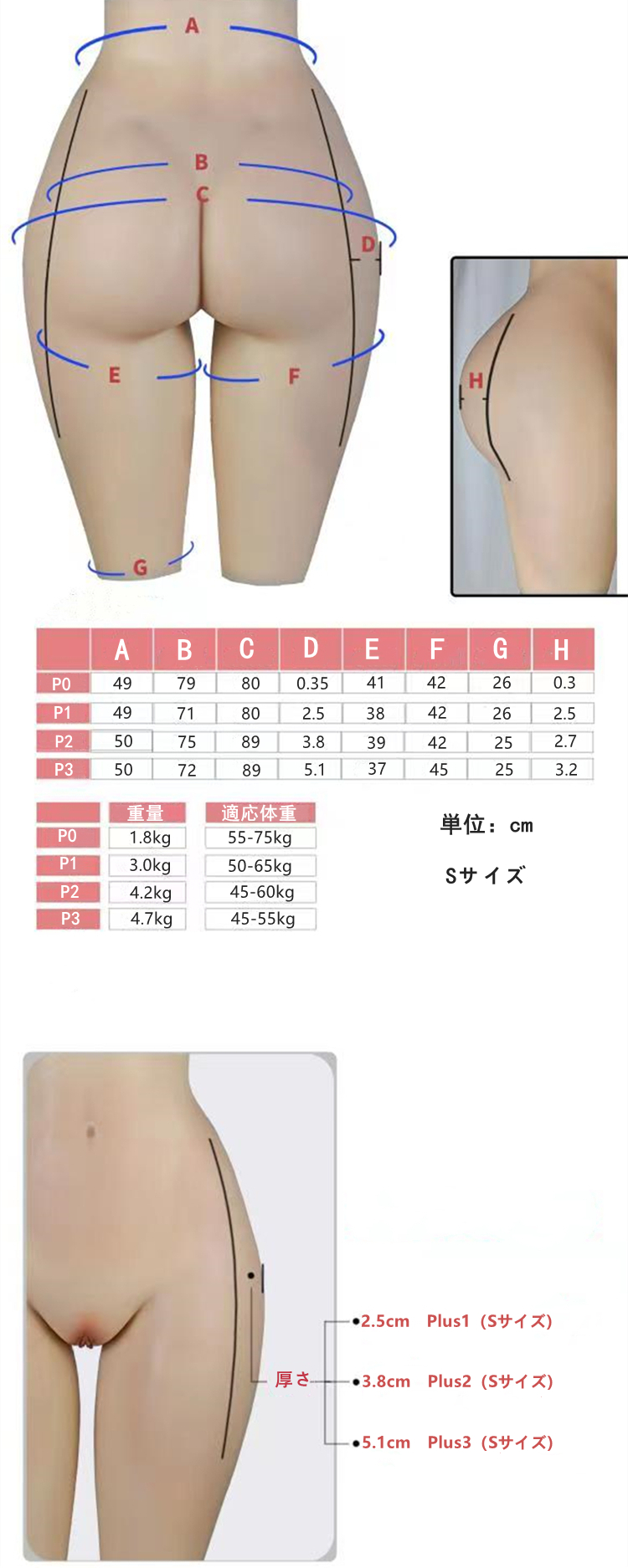 【独占販売】女性器の中そっくりの通路！CDCOSERでしか買えない高品質の性転換パンツ　ぷるぷる桃尻を目指す　ハニカム構造が肝心！大人気　蜂の巣　豊股豊尻　ハイウエスト　五分丈シリコン下着（PLUS)　前後に２つの女性器付きオーダー可能　通気孔付　ヒップアップショーツ　美尻　リアルな女性器　通気性　女装したい方＆男の娘へお勧め　男女兼用　性転換　変装必要品-12