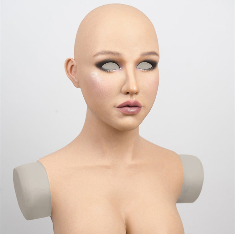 新品登場‼M26（普通版）/M26+（アップグレード版）瀾ちゃん（Doris）　欧米美人顔　高品質　フルヘッド／Eカップシリコン充填胸付き　植毛の眉毛　ノーマルメイク/ビューティーメイク/Office Ladyメイク/女神スペシャルメイク2付き　フィット感のすごいフィメールマスク　正規品保証　全国送料無料-22