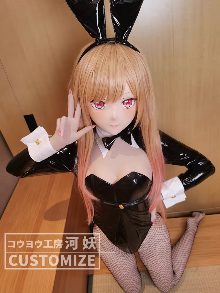 二次元美少女　可愛い　フルヘッド着ぐるみマスク(D-01)　通気孔付　高品質樹脂製　サイズオーダーメイド　全頭面　鍵つき　河妖工房製品　正規品保証　全国送料無料-1
