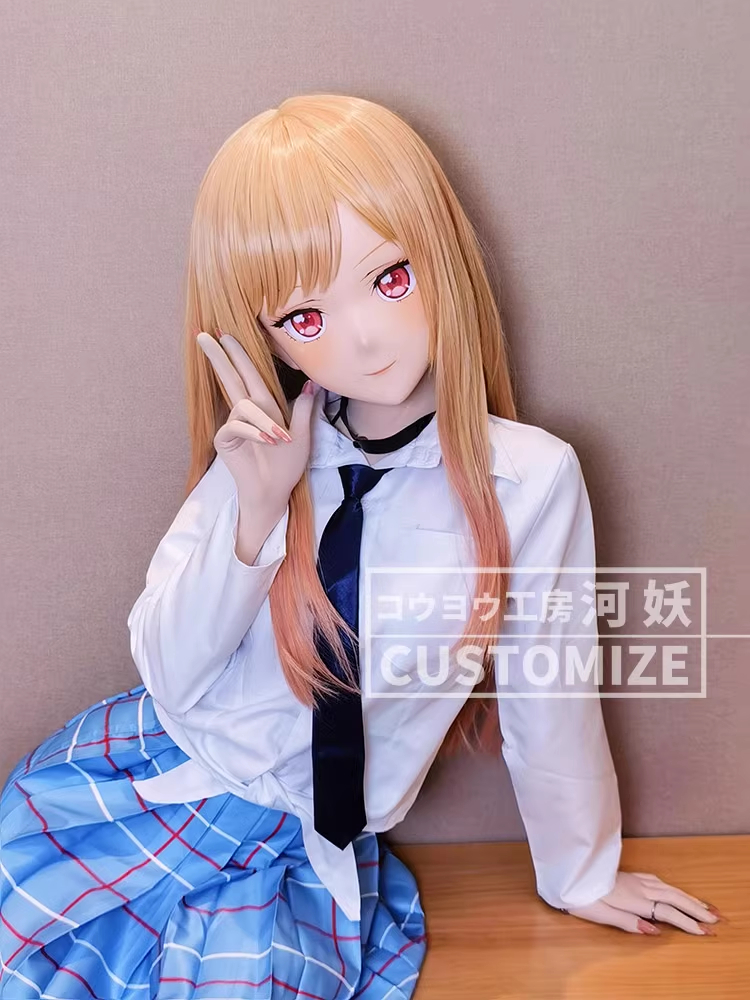二次元美少女　可愛い　フルヘッド着ぐるみマスク(D-01)　通気孔付　高品質樹脂製　サイズオーダーメイド　全頭面　鍵つき　河妖工房製品　正規品保証　全国送料無料-4