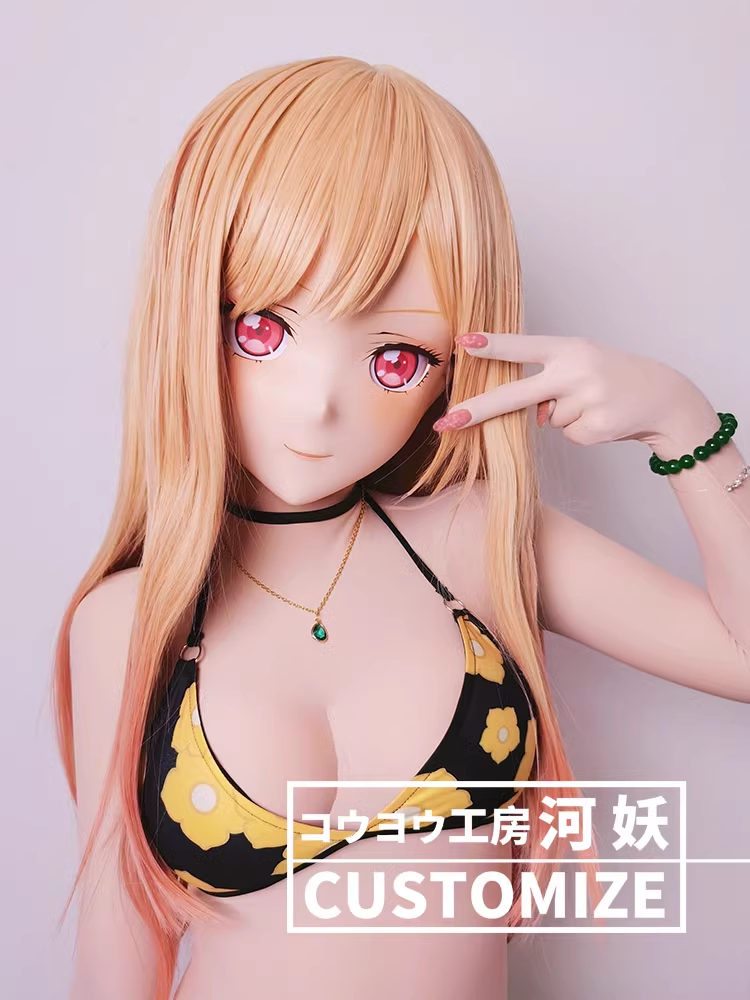 二次元美少女　可愛い　フルヘッド着ぐるみマスク(D-01)　通気孔付　高品質樹脂製　サイズオーダーメイド　全頭面　鍵つき　河妖工房製品　正規品保証　全国送料無料-6
