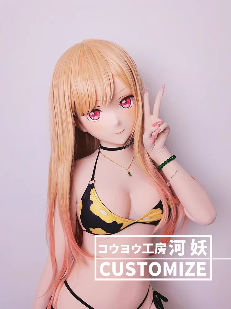 二次元美少女　可愛い　フルヘッド着ぐるみマスク(D-01)　通気孔付　高品質樹脂製　サイズオーダーメイド　全頭面　鍵つき　河妖工房製品　正規品保証　全国送料無料-7