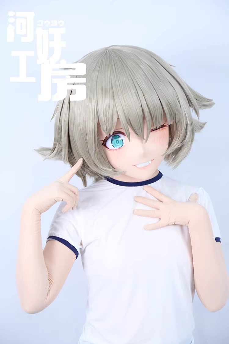 二次元美少女　可愛い　フルヘッド着ぐるみマスク(D-03)　通気孔付　高品質樹脂製　サイズオーダーメイド　全頭面　鍵つき　KIGURUMI変身　コスプレマスク　河妖工房製品　正規品保証　全国送料無料-4