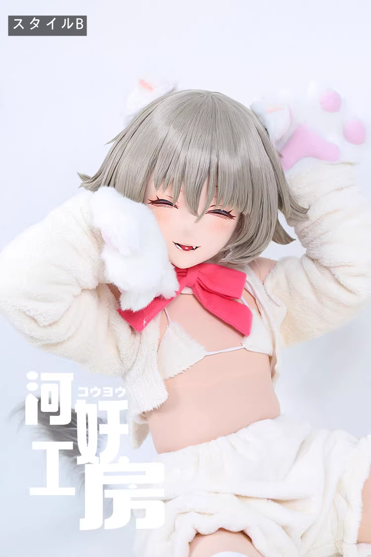二次元美少女　可愛い　フルヘッド着ぐるみマスク(D-03)　通気孔付　高品質樹脂製　サイズオーダーメイド　全頭面　鍵つき　KIGURUMI変身　コスプレマスク　河妖工房製品　正規品保証　全国送料無料-5