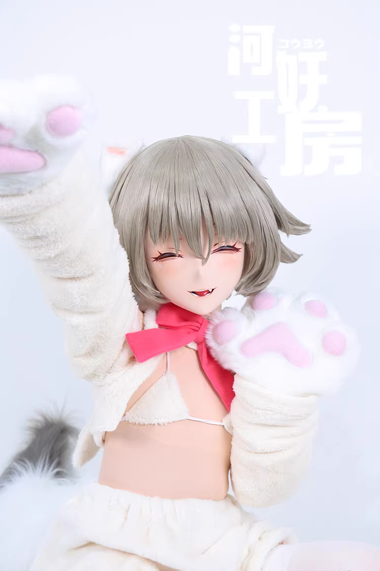 二次元美少女　可愛い　フルヘッド着ぐるみマスク(D-03)　通気孔付　高品質樹脂製　サイズオーダーメイド　全頭面　鍵つき　KIGURUMI変身　コスプレマスク　河妖工房製品　正規品保証　全国送料無料-8