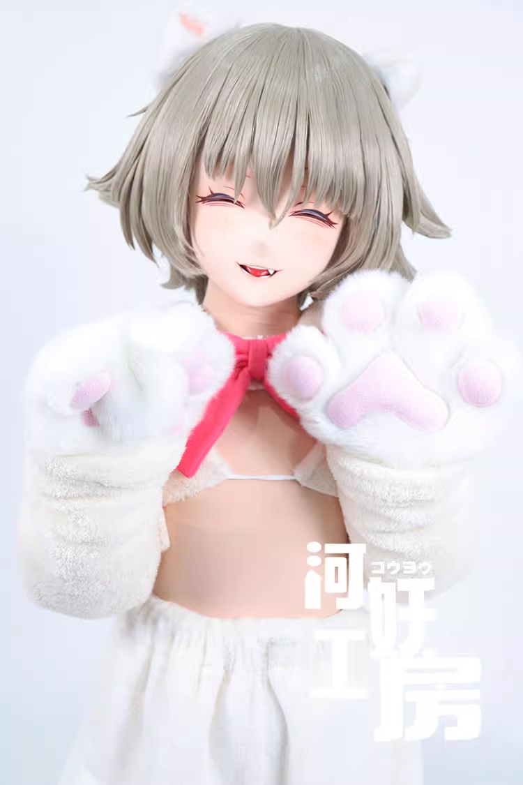 二次元美少女　可愛い　フルヘッド着ぐるみマスク(D-03)　通気孔付　高品質樹脂製　サイズオーダーメイド　全頭面　鍵つき　KIGURUMI変身　コスプレマスク　河妖工房製品　正規品保証　全国送料無料-6