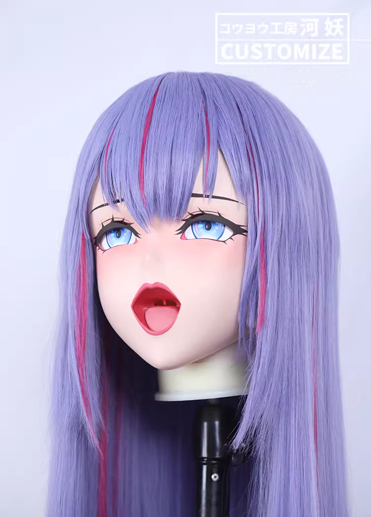 二次元美少女　フルヘッド着ぐるみマスク(D-05)　通気孔付　高品質樹脂製　サイズオーダーメイド　全頭面　鍵つき　KIGURUMI変身　コスプレマスク　河妖工房製品　正規品保証　全国送料無料-2