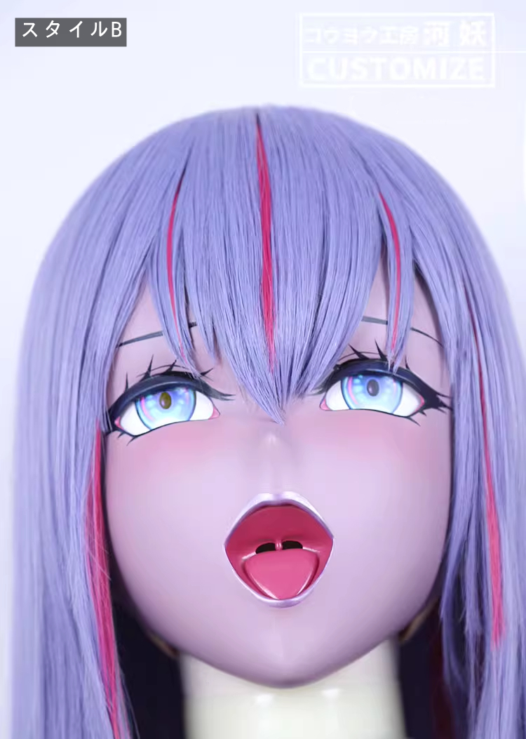 二次元美少女　フルヘッド着ぐるみマスク(D-05)　通気孔付　高品質樹脂製　サイズオーダーメイド　全頭面　鍵つき　KIGURUMI変身　コスプレマスク　河妖工房製品　正規品保証　全国送料無料-3