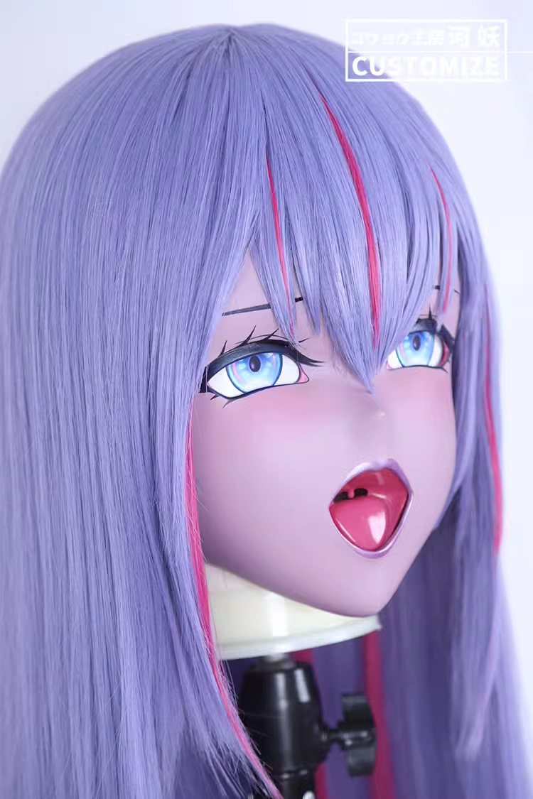 二次元美少女　フルヘッド着ぐるみマスク(D-05)　通気孔付　高品質樹脂製　サイズオーダーメイド　全頭面　鍵つき　KIGURUMI変身　コスプレマスク　河妖工房製品　正規品保証　全国送料無料-4