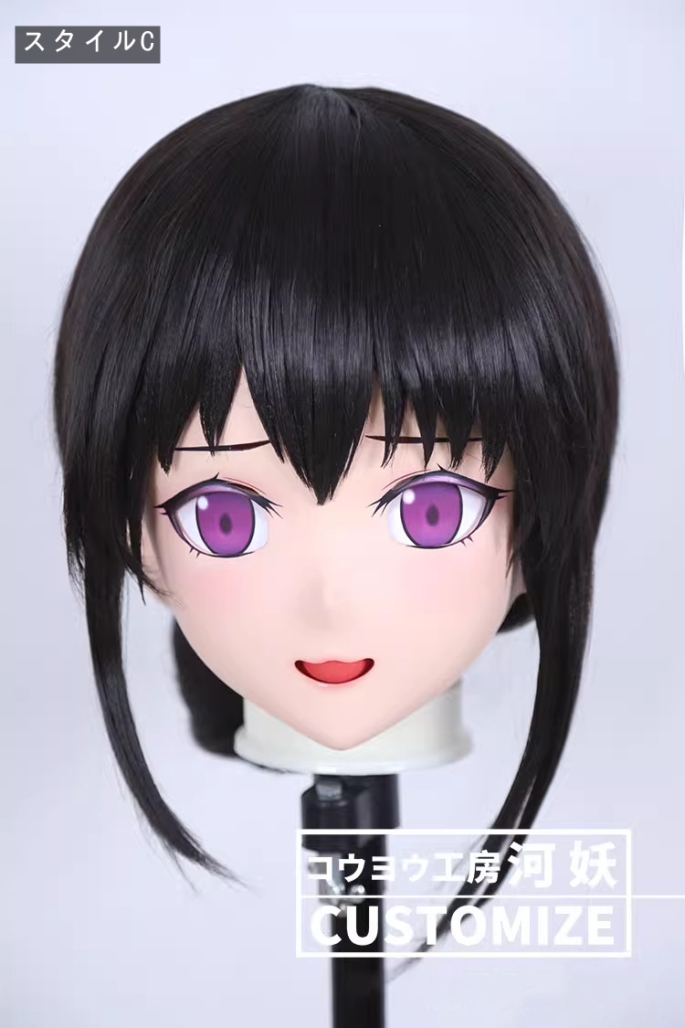 二次元美少女　フルヘッド着ぐるみマスク(D-05)　通気孔付　高品質樹脂製　サイズオーダーメイド　全頭面　鍵つき　KIGURUMI変身　コスプレマスク　河妖工房製品　正規品保証　全国送料無料-5