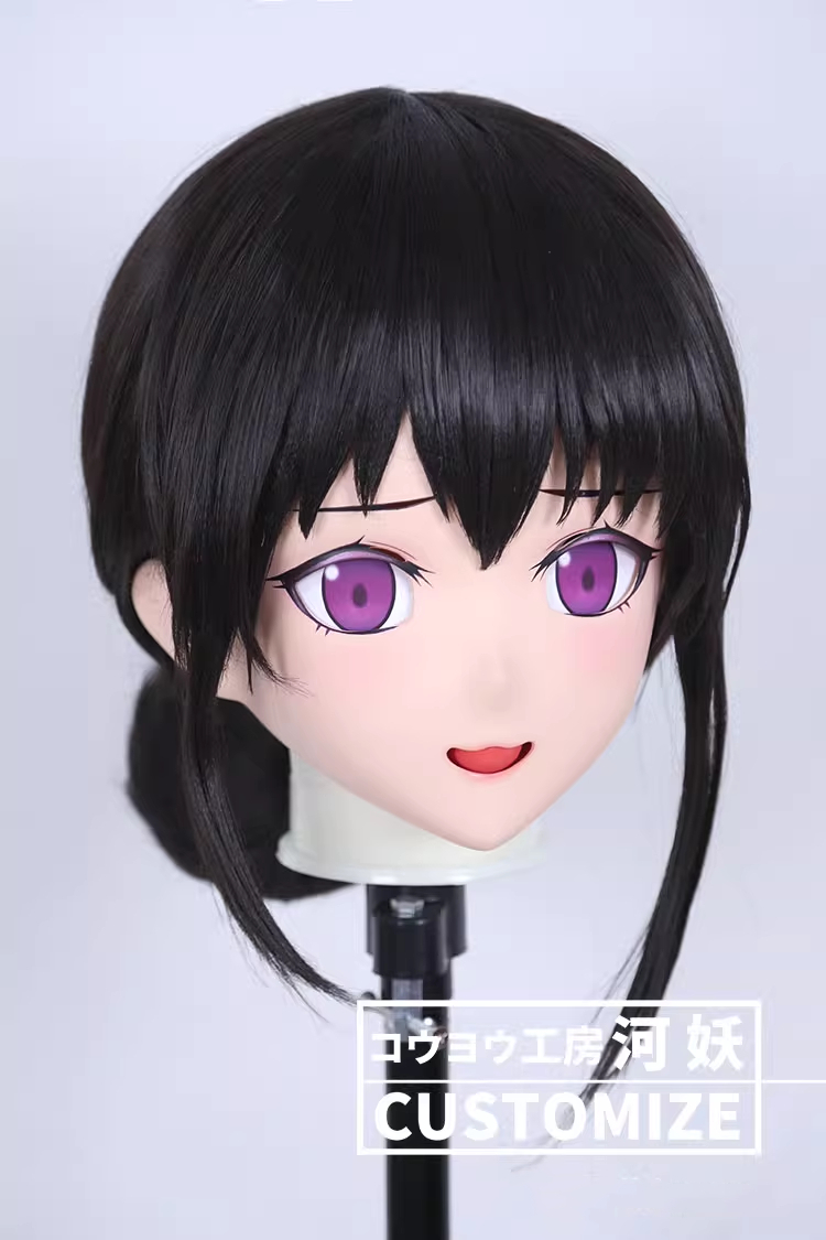 二次元美少女　フルヘッド着ぐるみマスク(D-05)　通気孔付　高品質樹脂製　サイズオーダーメイド　全頭面　鍵つき　KIGURUMI変身　コスプレマスク　河妖工房製品　正規品保証　全国送料無料-6