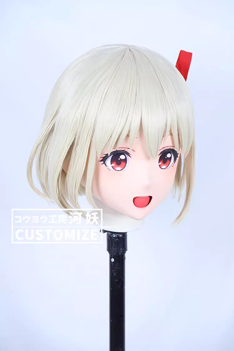 二次元美少女　フルヘッド着ぐるみマスク(C-01~C-10)　通気孔付　高品質樹脂製　サイズオーダーメイド　鍵つき全頭面　KIGURUMI変身　コスプレマスク　河妖工房製品　正規品保証　全国送料無料-2