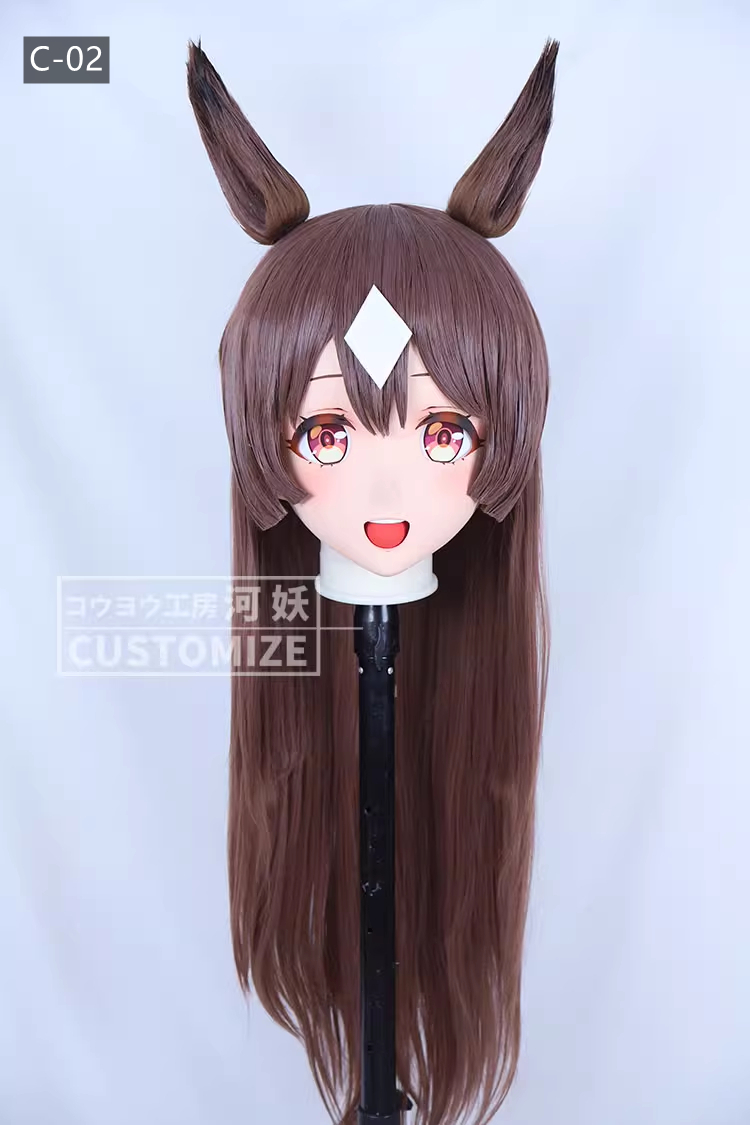 二次元美少女　フルヘッド着ぐるみマスク(C-01~C-10)　通気孔付　高品質樹脂製　サイズオーダーメイド　鍵つき全頭面　KIGURUMI変身　コスプレマスク　河妖工房製品　正規品保証　全国送料無料-3