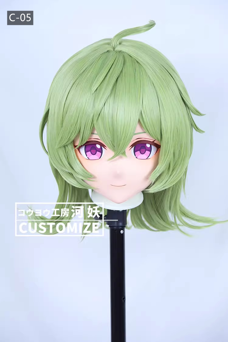 二次元美少女　フルヘッド着ぐるみマスク(C-01~C-10)　通気孔付　高品質樹脂製　サイズオーダーメイド　鍵つき全頭面　KIGURUMI変身　コスプレマスク　河妖工房製品　正規品保証　全国送料無料-9