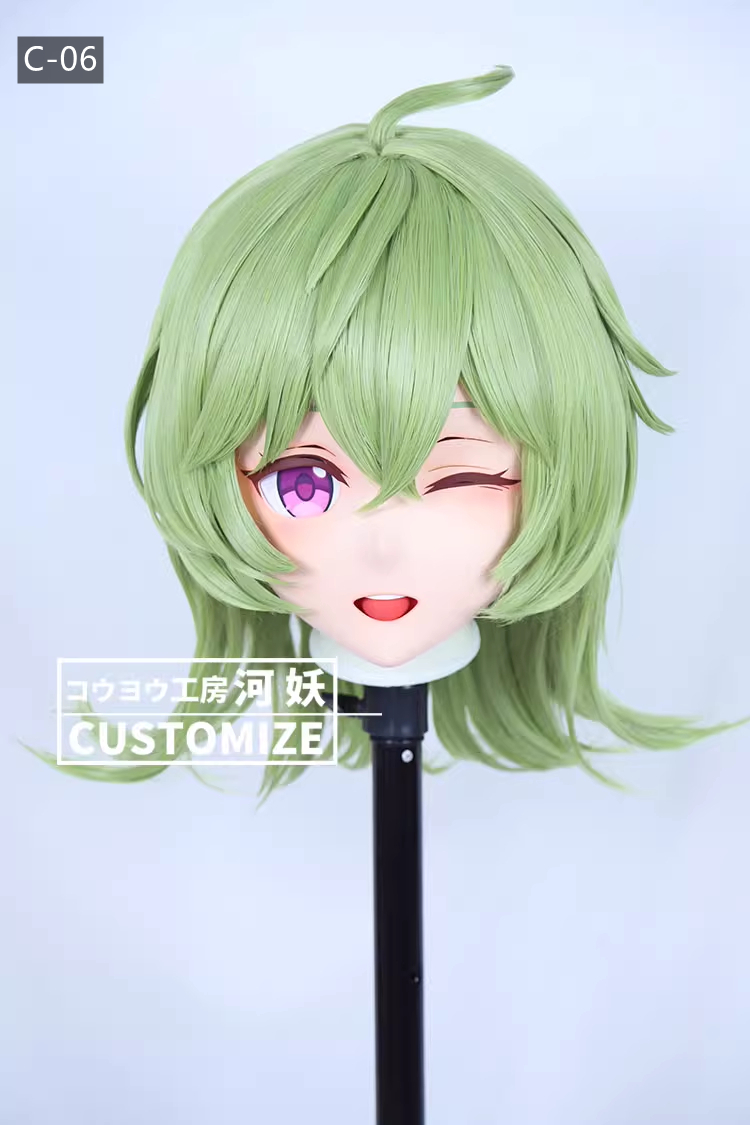 二次元美少女　フルヘッド着ぐるみマスク(C-01~C-10)　通気孔付　高品質樹脂製　サイズオーダーメイド　鍵つき全頭面　KIGURUMI変身　コスプレマスク　河妖工房製品　正規品保証　全国送料無料-11