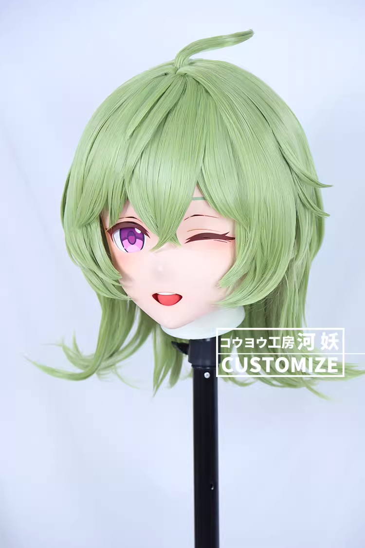 二次元美少女　フルヘッド着ぐるみマスク(C-01~C-10)　通気孔付　高品質樹脂製　サイズオーダーメイド　鍵つき全頭面　KIGURUMI変身　コスプレマスク　河妖工房製品　正規品保証　全国送料無料-12