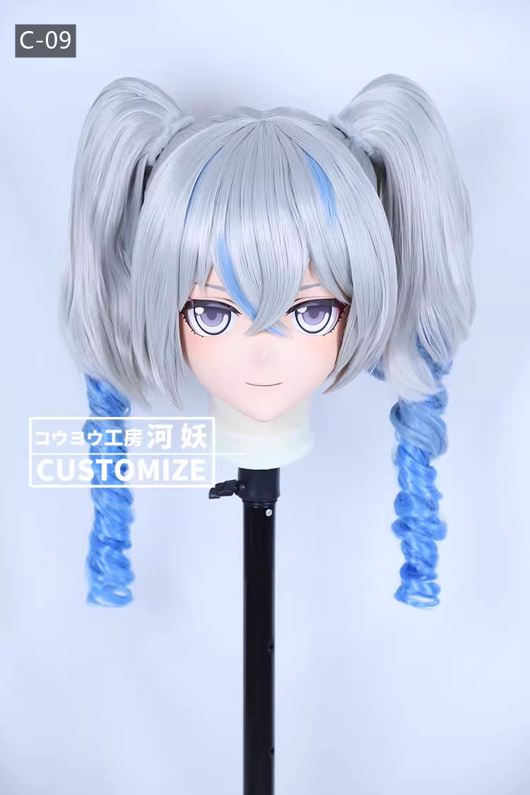 二次元美少女　フルヘッド着ぐるみマスク(C-01~C-10)　通気孔付　高品質樹脂製　サイズオーダーメイド　鍵つき全頭面　KIGURUMI変身　コスプレマスク　河妖工房製品　正規品保証　全国送料無料-17